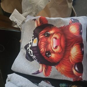 Gildan Gray Sweatshirt with Cute Cow Design